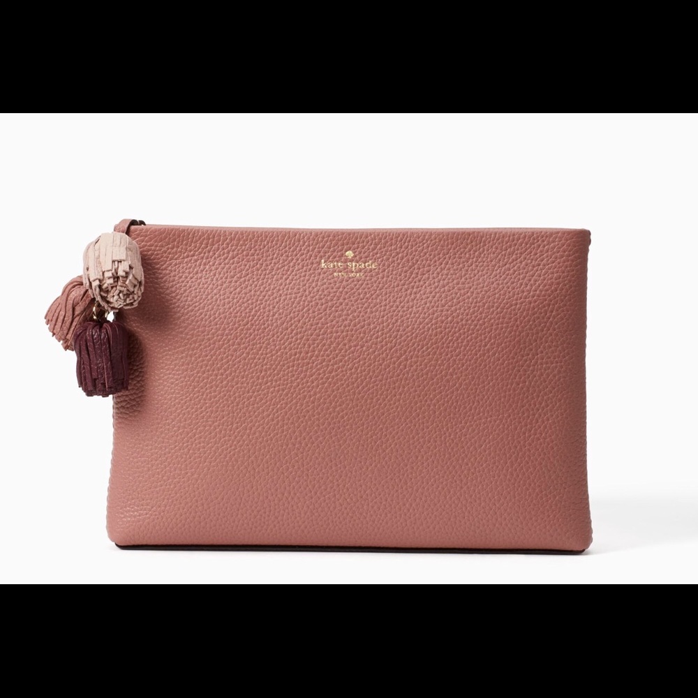 Kate Spade Palmer Drive Shala Clutch. Nutmeg Pink